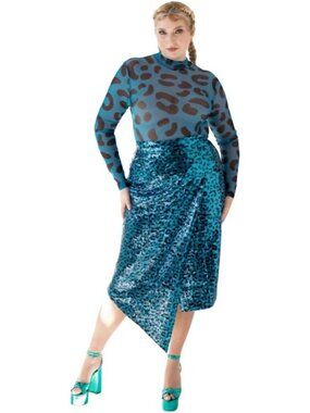 Blue Leopard Sequin Wrap Skirt - Stylish, Trendy, Perfect for Any Occasion